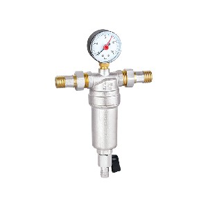 Brass bottle water Filter with manometer for cold water A-3021