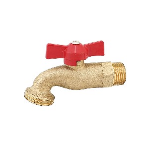 Brass ball bibcock with butterfly handle brass colour surface A-7013